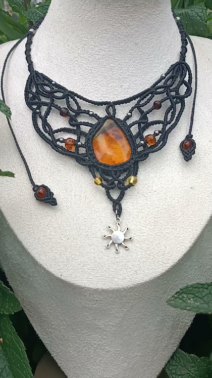 Collier Soleil d'Ambre - Lunestya Macramé