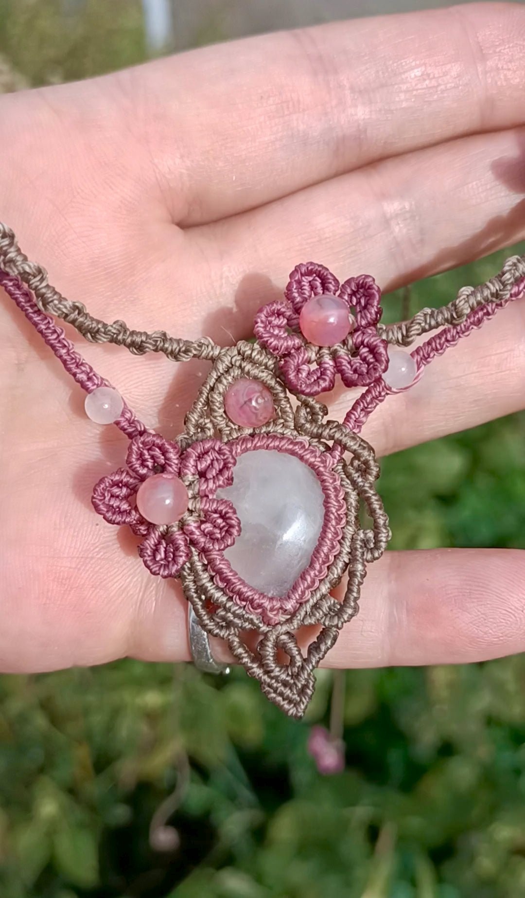 Collier choker floral Rosa - Lunestya Macramé