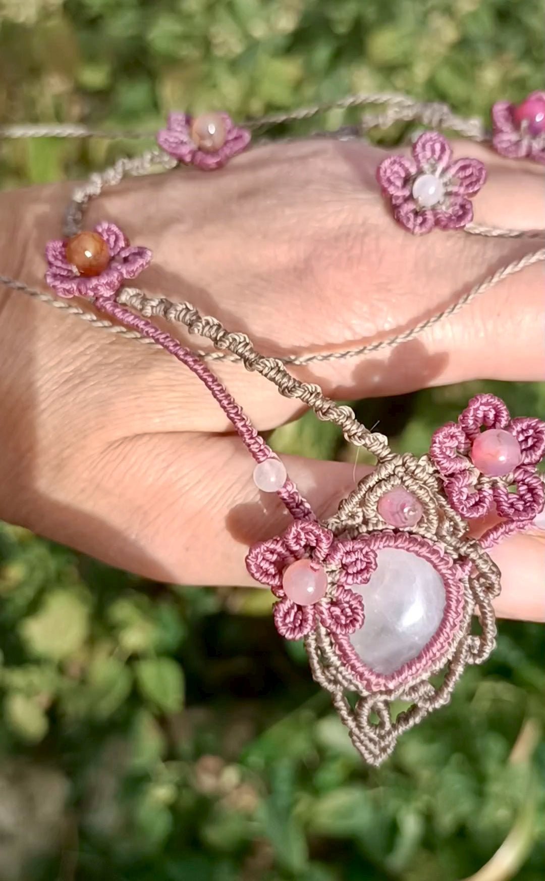 Collier choker floral Rosa - Lunestya Macramé