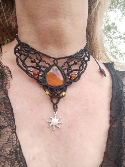 Collier Soleil d'Ambre - Lunestya Macramé