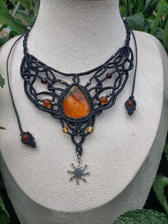 Collier Soleil d'Ambre - Lunestya Macramé
