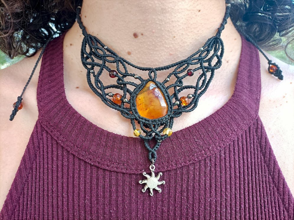 Collier Soleil d'Ambre - Lunestya Macramé