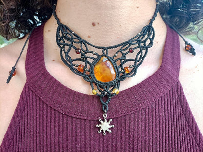 Collier Soleil d'Ambre - Lunestya Macramé